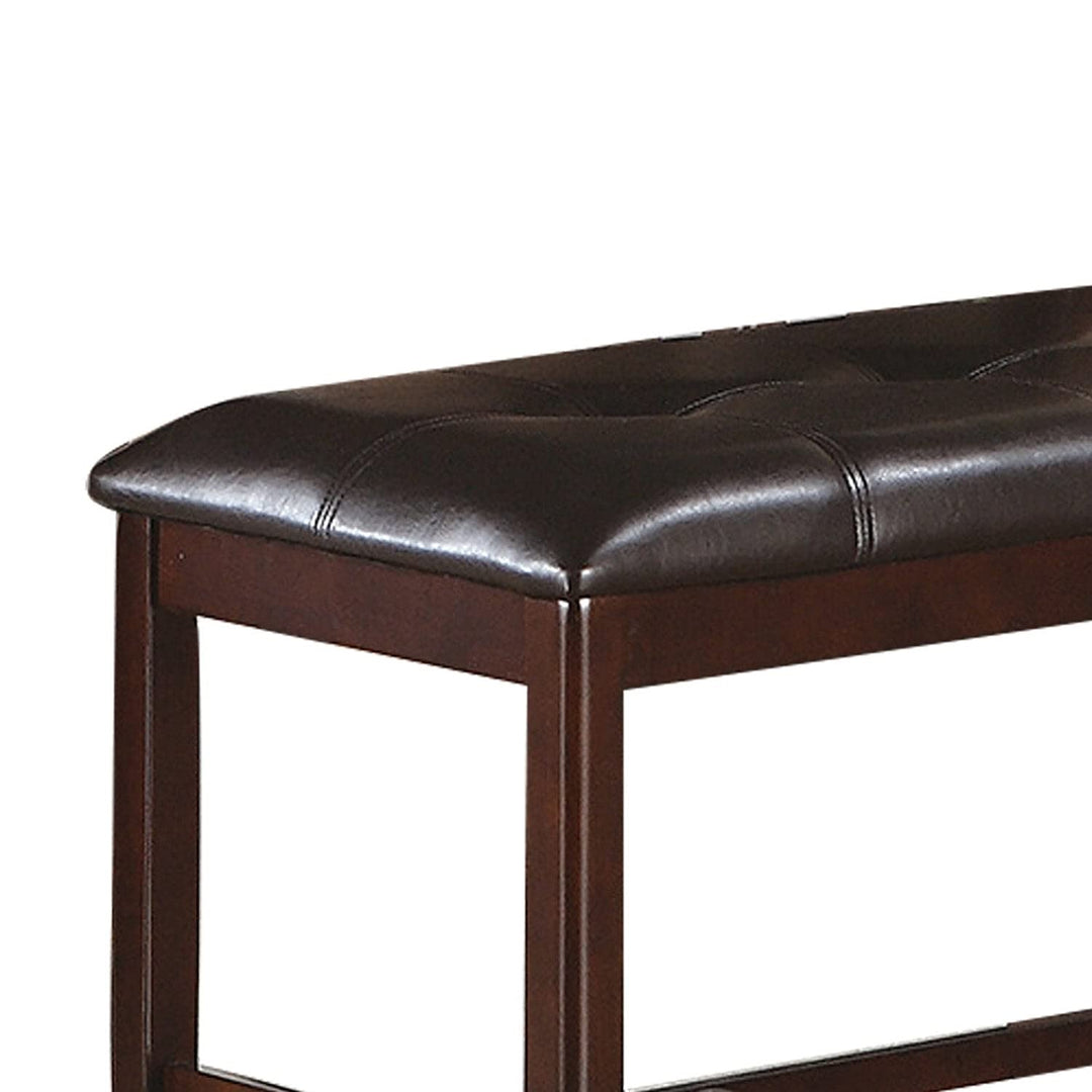 Upholstered Counter Height Bench in Dark Brown Finish