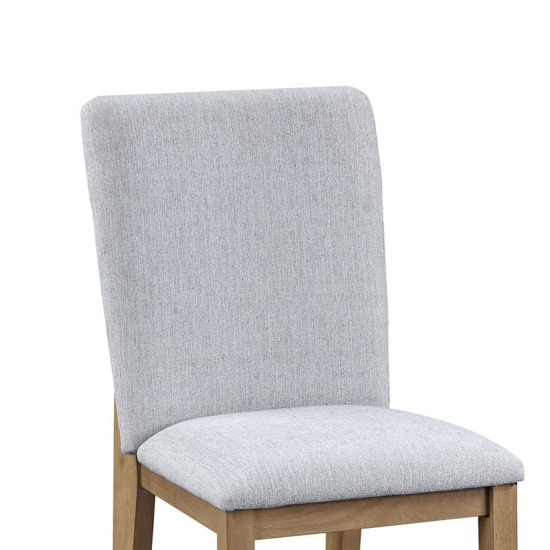 Set of 2 Gray Linen Fabric Dining Chair Grey Modern Contemporary Upholstered Oak