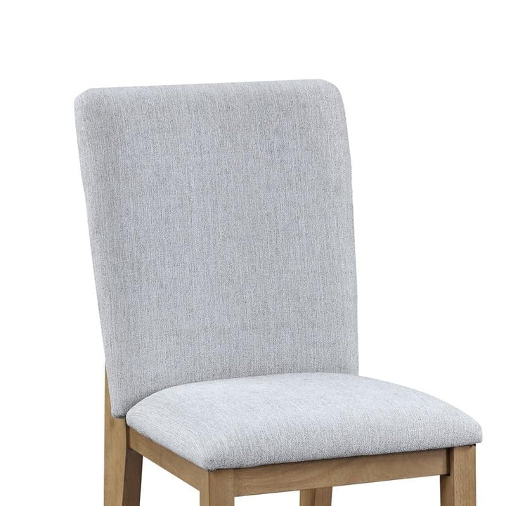 Set of 2 Gray Linen Fabric Dining Chair Grey Modern Contemporary Upholstered Oak