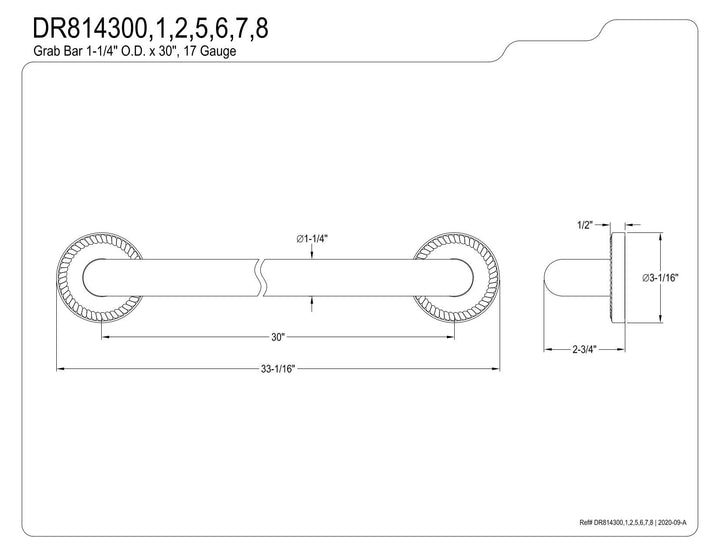 Kingston Brass Laurel 30-Inch x 1-1/4-Inch O.D Grab Bar