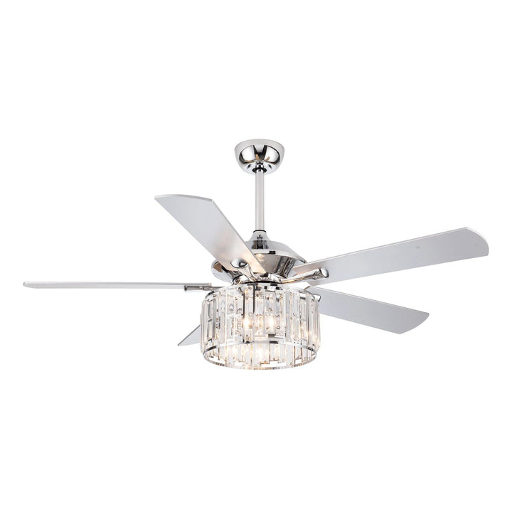 52" Chrome 5-blade Reversible Ceiling Fan with Remote 52 in White Modern - Diamond Home USA