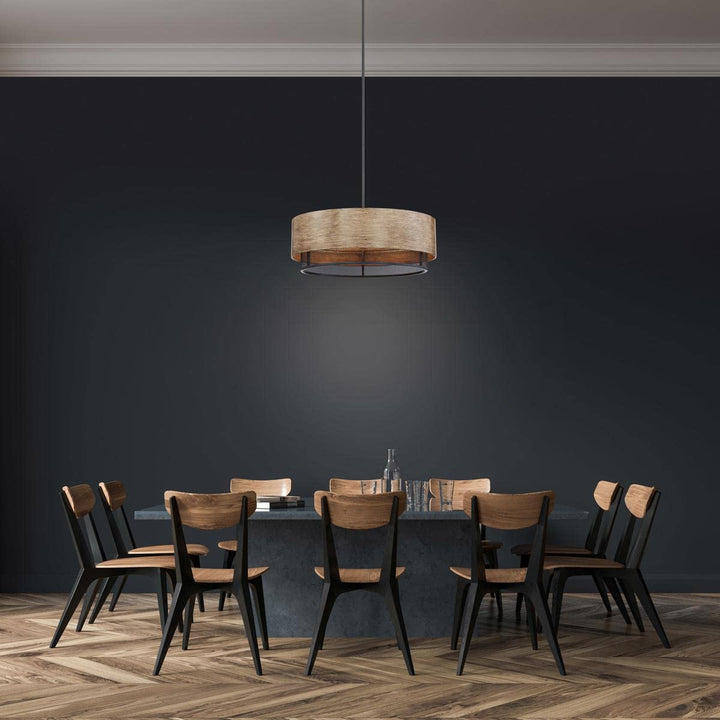 Nuvo 60/6980 Barrique Pendant Fixture Black with Honey Wood Finish 5 Light