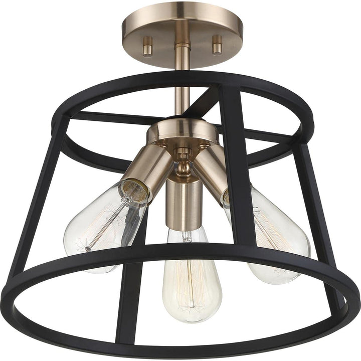 Nuvo 60/6643 Chassis 3 Light Semi-Flush Mount Fixture Copper Brushed Brass