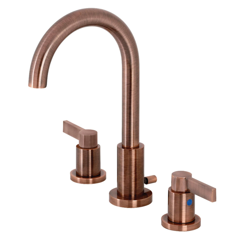 Kingston Brass FC892NDLAC NuvoFusion Widespread Bathroom Faucet 5-3/8 inch in Antique Copper