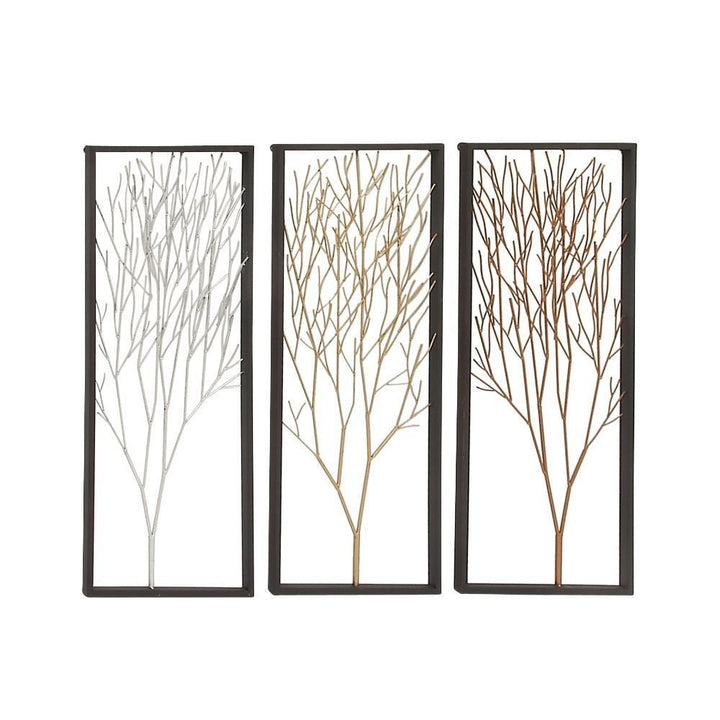 Metal Wall Panel Set of 3 12 Inches Wide 32 High Multi Color Modern Contemporary