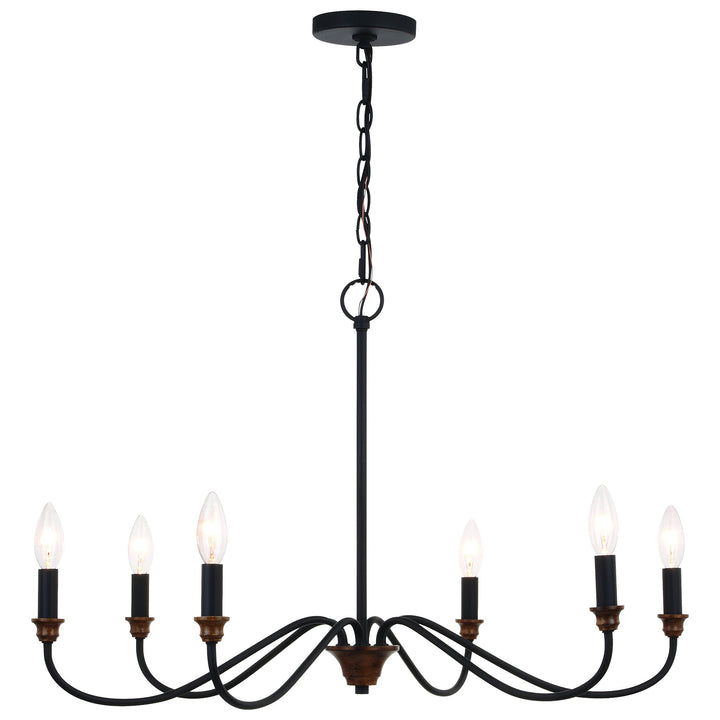 6 Light Black Farmhouse Candelabra Chandelier 30-in W X 18.75-in H D Steel - Diamond Home USA