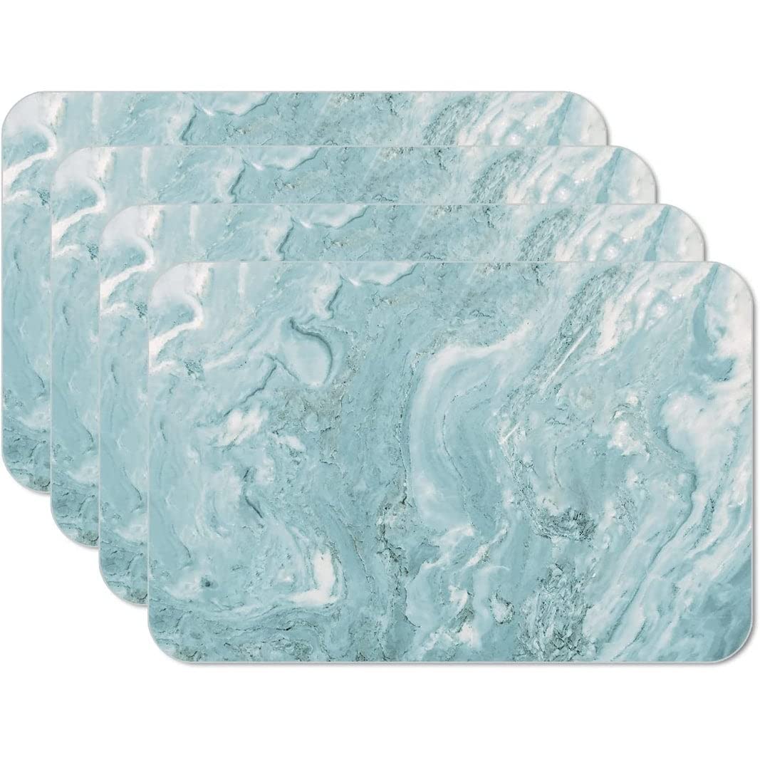 Teal/White Printed Quartz Design Reversible Easy Flexible Plastic Placemat 4