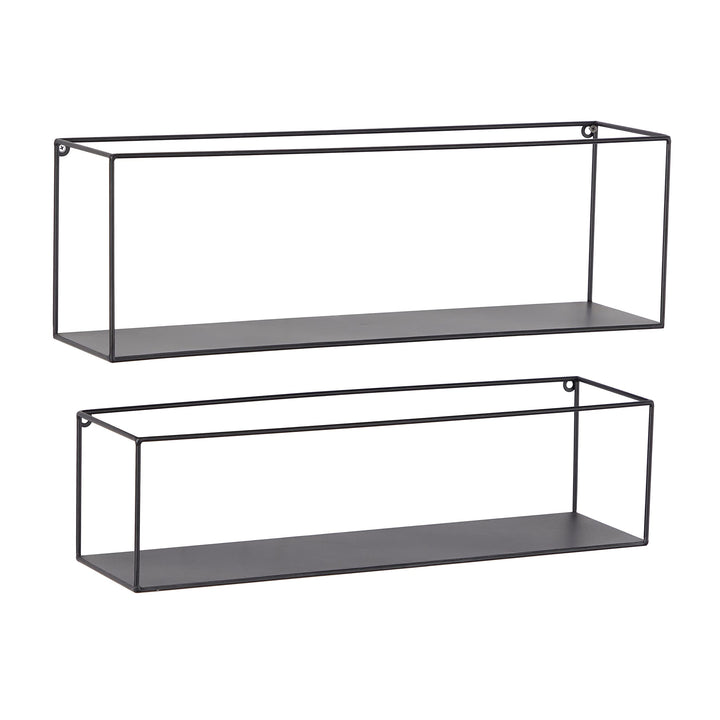 Black Metal Modern Wall Shelf (Set of 2) S/2 24" 23" w Contemporary