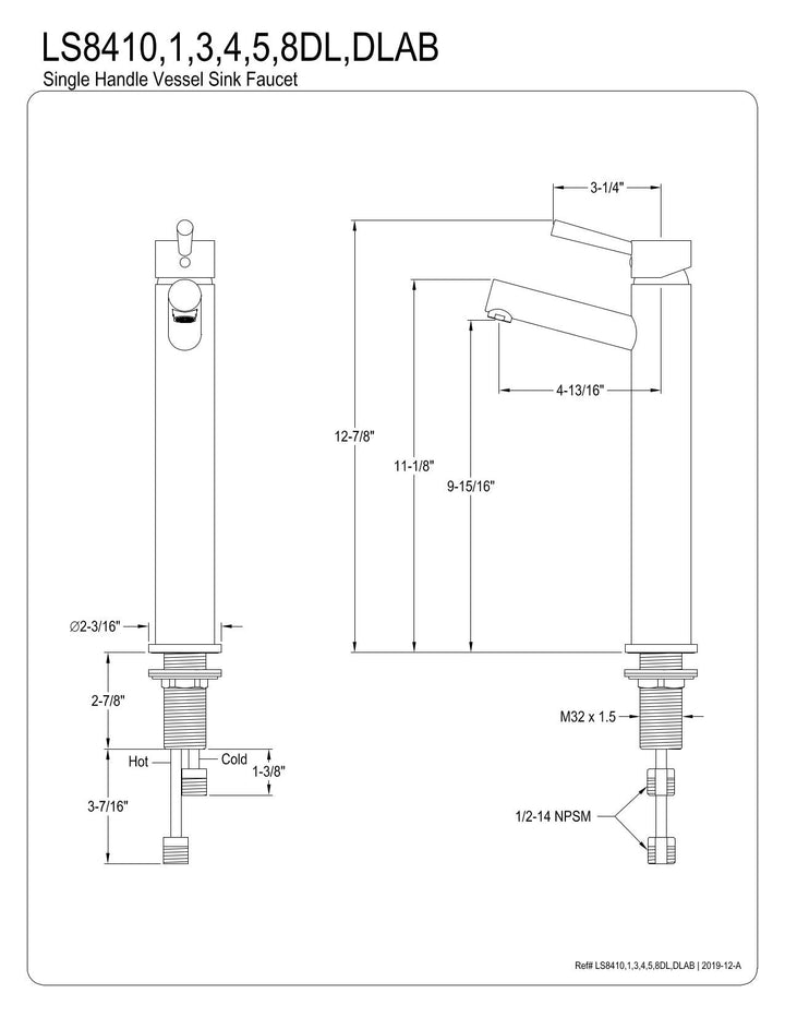 Kingston Brass LS8415DL Concord Vessel Faucet Oil Rubbed Bronze