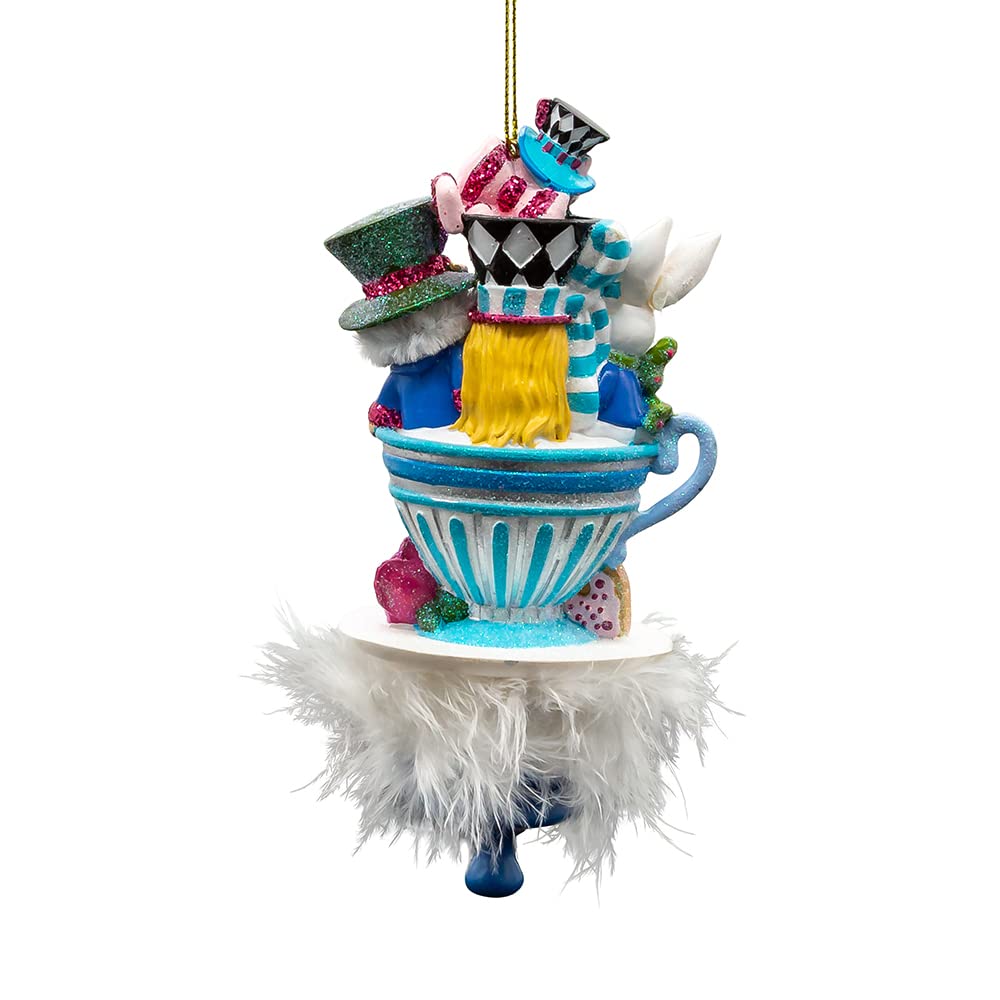 Kurt Adler 6.25-Inch Hollywood Hats Alice Teaparty Ornament