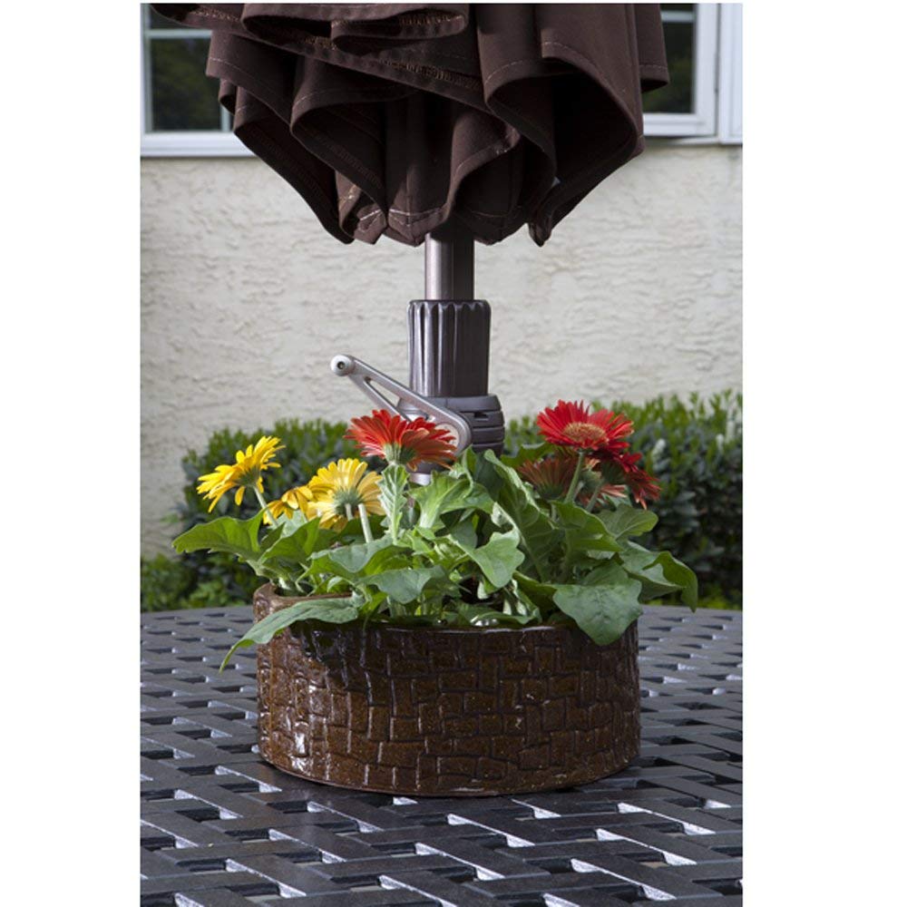 Alfresco Home Cobblestone Umbrella Planter Terra Brown