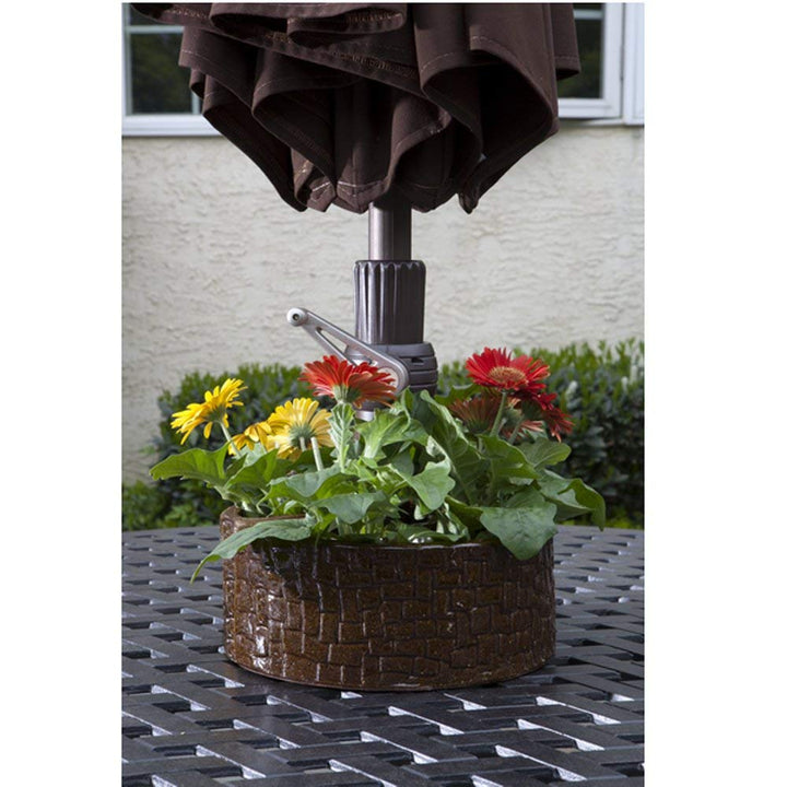 Alfresco Home Cobblestone Umbrella Planter Terra Brown