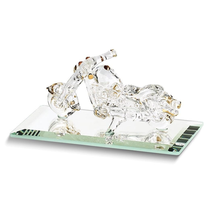 with Crystal Accents Handcrafted Glass Motorcycle Figurine Clear