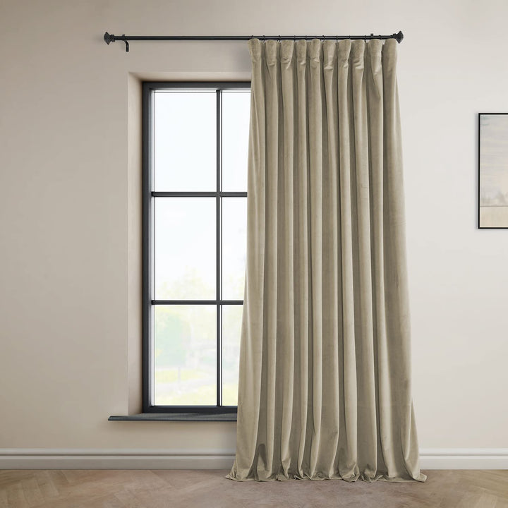 HPD Half Price Drapes Heritage Plush Velvet Curtains 108 Inches Long Room 100 X 108 - Light Beige