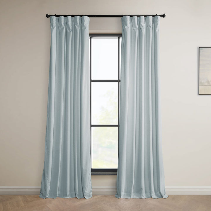 HPD Half Price Drapes Heritage Plush Velvet Curtains 108 Inches Long Room 50 X 108 - Aquarius Blue