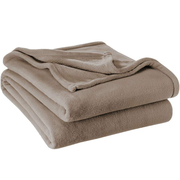 Luxury Taupe Solid lor Microplush Blanket Full Queen Size Fleece Throw Sofa Full - Queen - Taupe