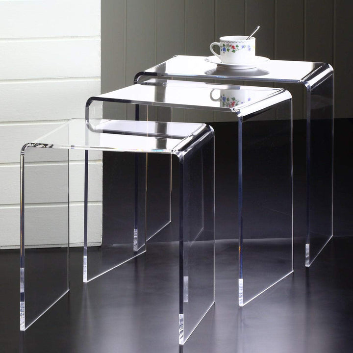 Clear Acrylic Nesting Tables (Set of 3) Urban Square Plastic Synthetic Tile