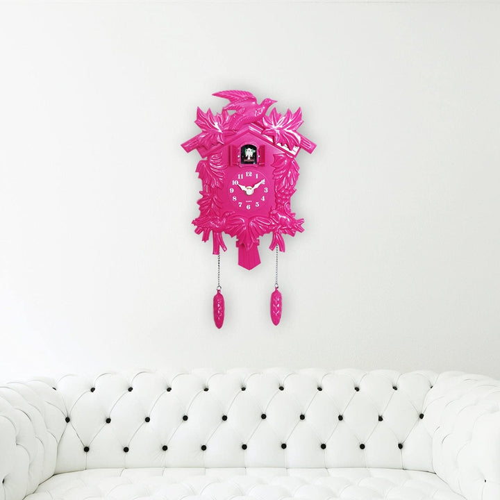 Pink Cuckoo Clock DIY Art Home Idea Modern Contemporary Rectangular Plastic