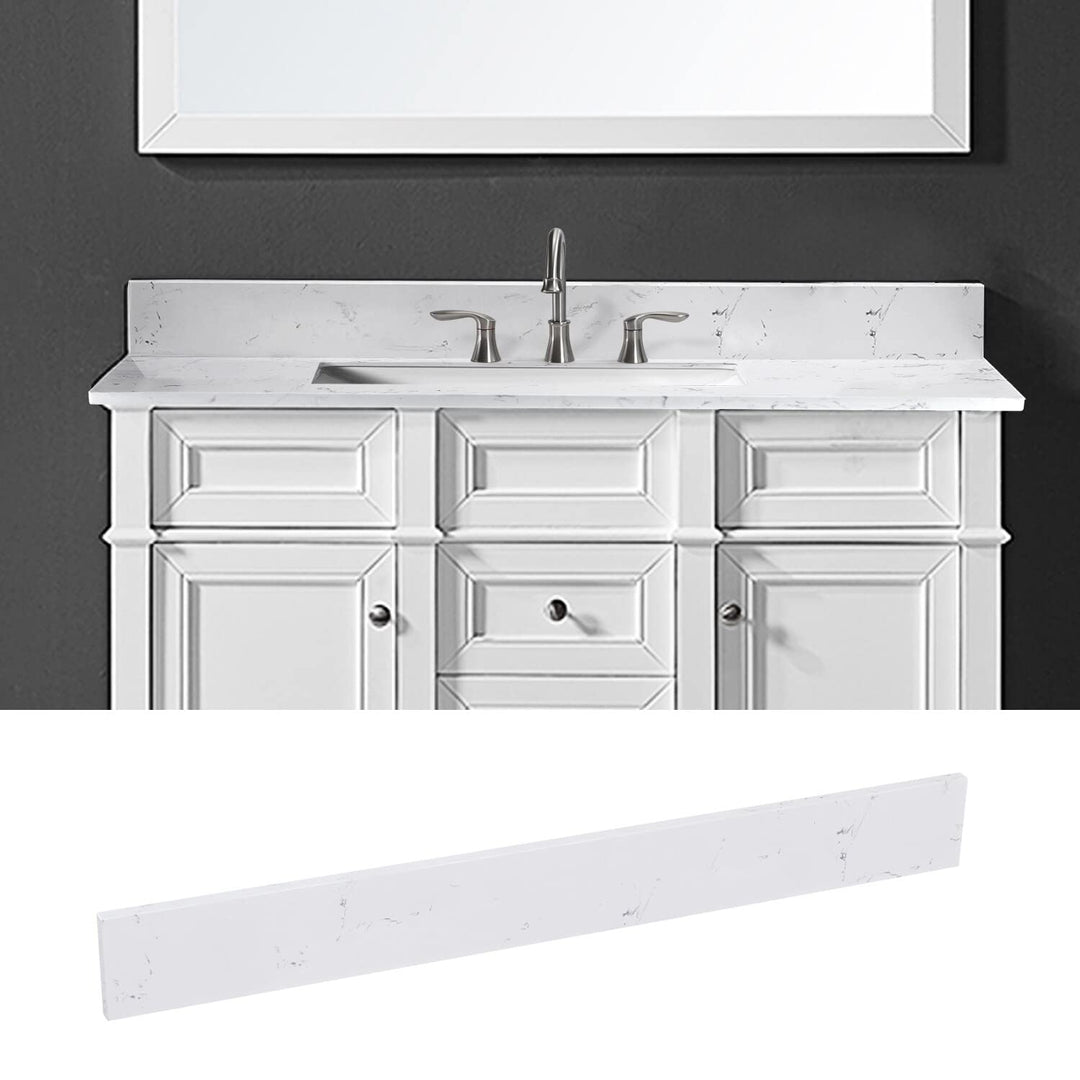 48 in. Engineered Marble Backsplash for Cabinet Vanity White armhouse Natural