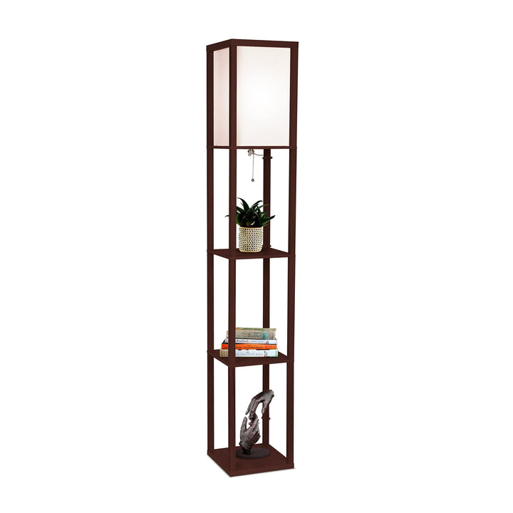 Shelf Led Floor Lamp Brown Traditional Bulbs Included Energy Efficient