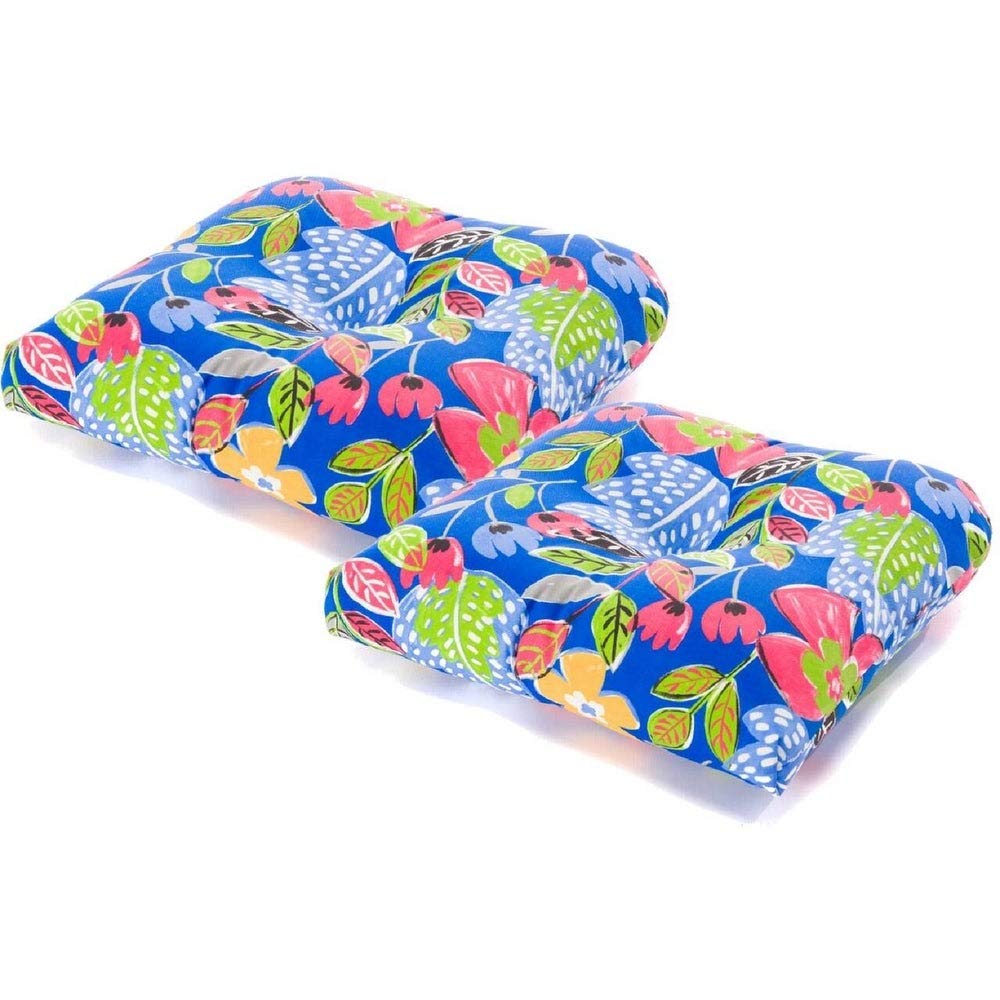 Outdoor Seat Cushion Cobalt Single U Set of 2 19x19 Multi Color Floral Polyester