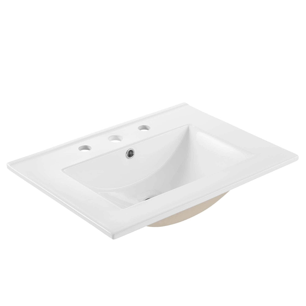 24" Bathroom Sink White Ceramic Polished - Diamond Home USA