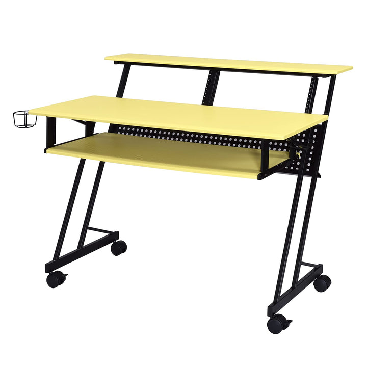 Acme Suitor Wooden Top Music Recording Studio Desk in Yellow and Black