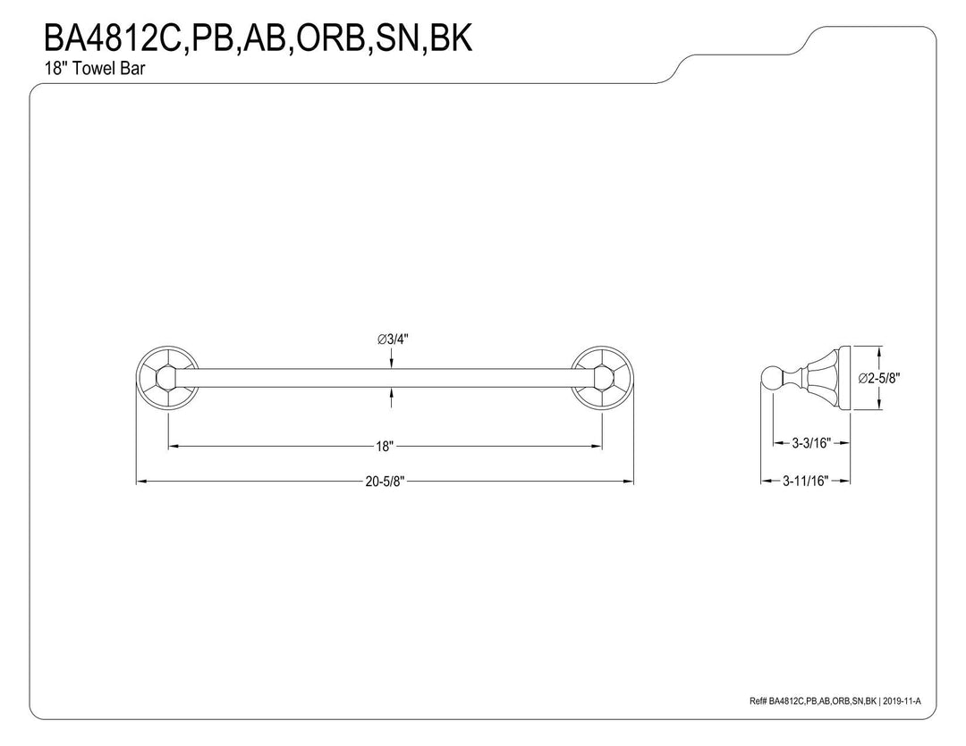 Kingston Brass Metropolitan 18-Inch Towel Bar