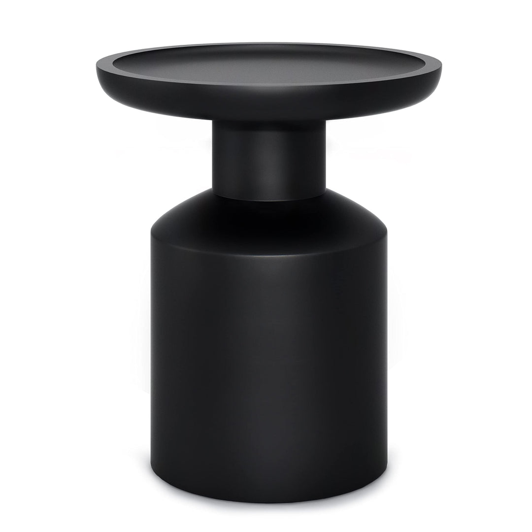 Solid Mango Wood 16 Inch Wide Round Contemporary Wooden Accent Table in Black