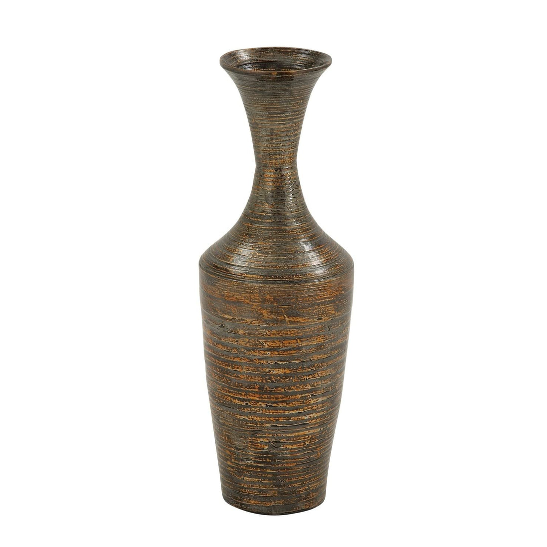 Dark Brown Bamboo Traditional Vase 23 X 8 Wood