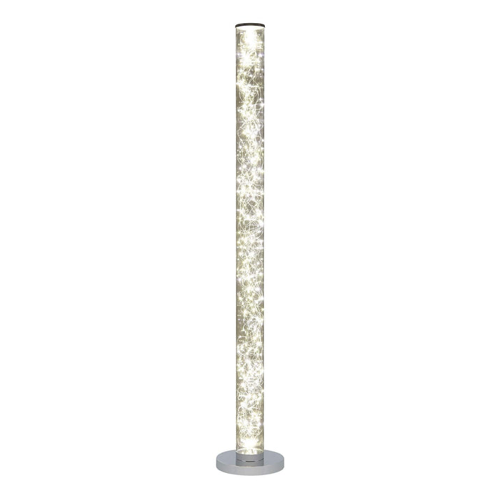 Led Column Floor Lamp Crystal White Reading Light with Rope Chrome Standing Lamp