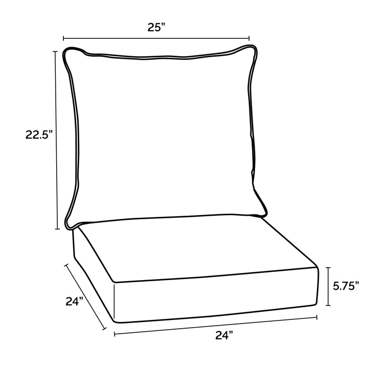 Arden Selections Outdoor Deep Seat Cushion Set 24 x 24 Rain-Proof Fade Resistant