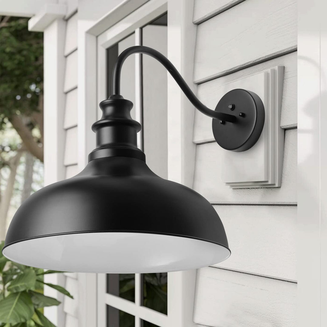 Gooseneck Outdoor Barn Light Dusk to Dawn Wall Sconce for House Black