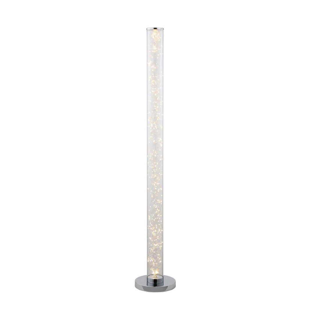 Led Column Floor Lamp Crystal White Reading Light with Rope Chrome Standing Lamp