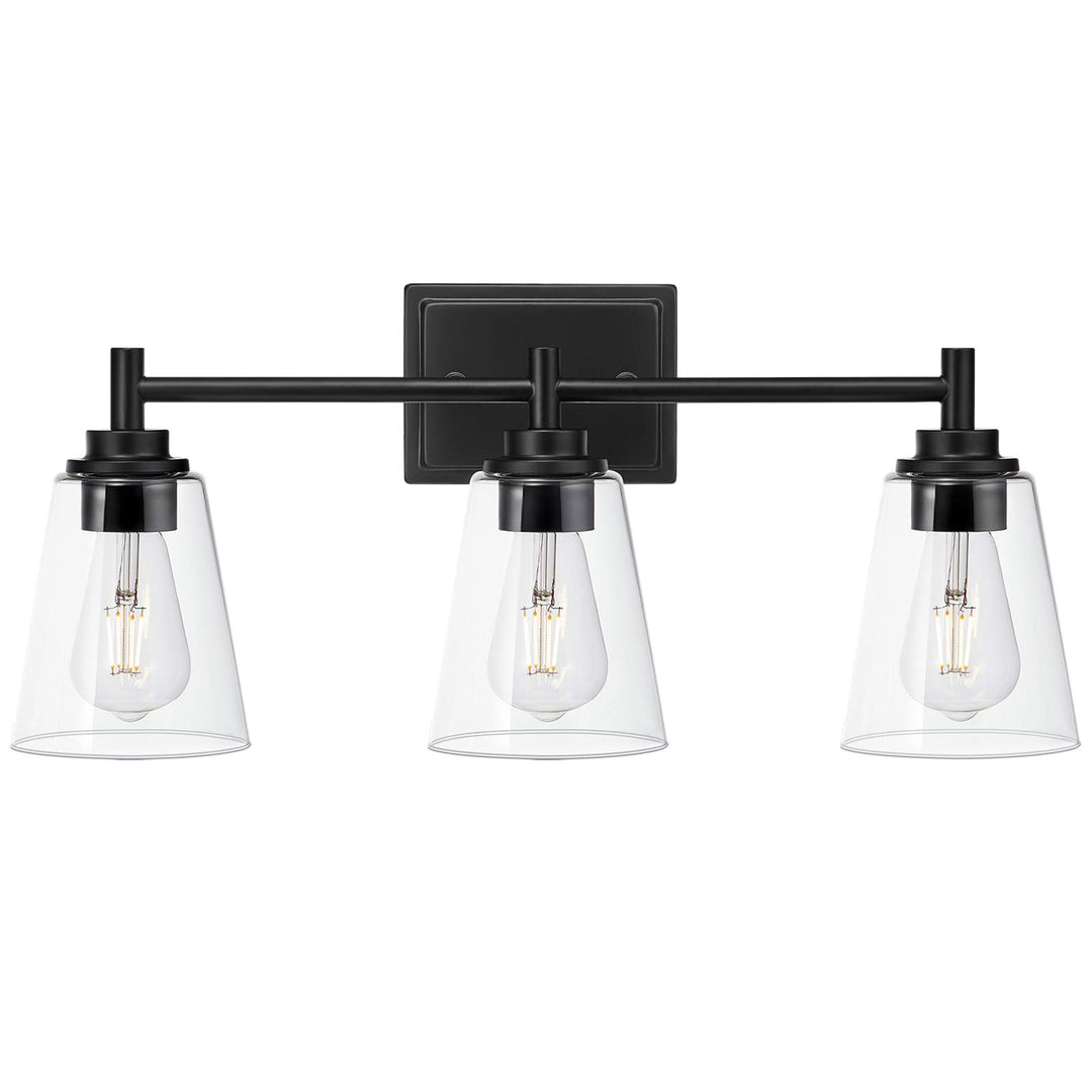 Eurus Home 3-Light Bathroom Vanity Light Fixture Matte Black Wall Sconce with .