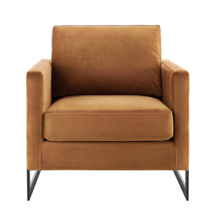 Posse Performance Velvet Accent Chair in Black Cognac