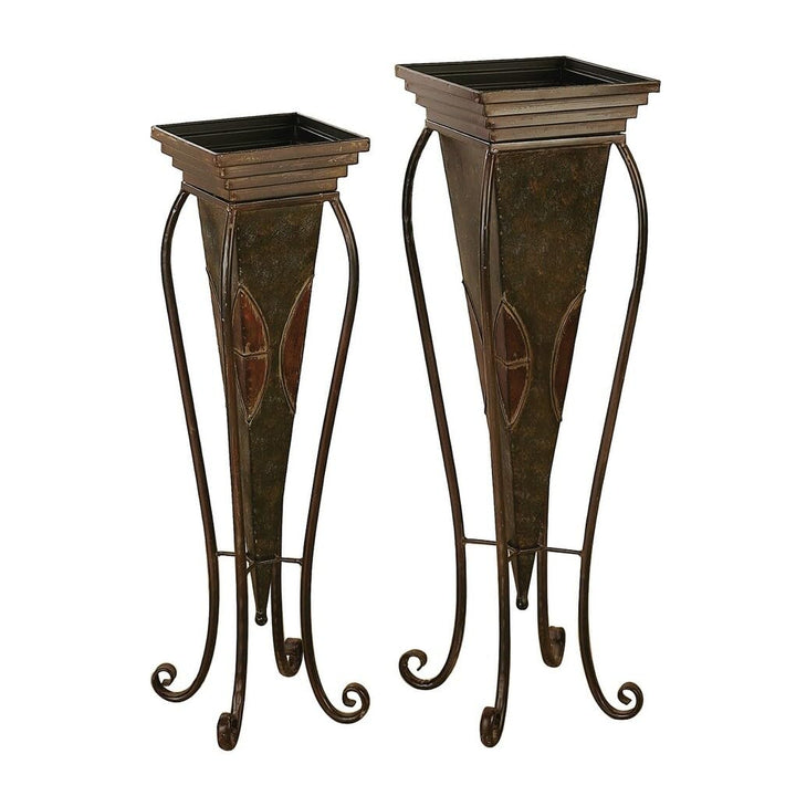 Studio 350 Set of 2 Traditional Inverted Pyramid-Style Plant Stands by