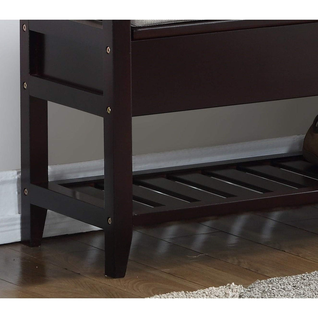 Espresso Storage Shoe Bench Brown Modern Contemporary Solid Fabric Wood