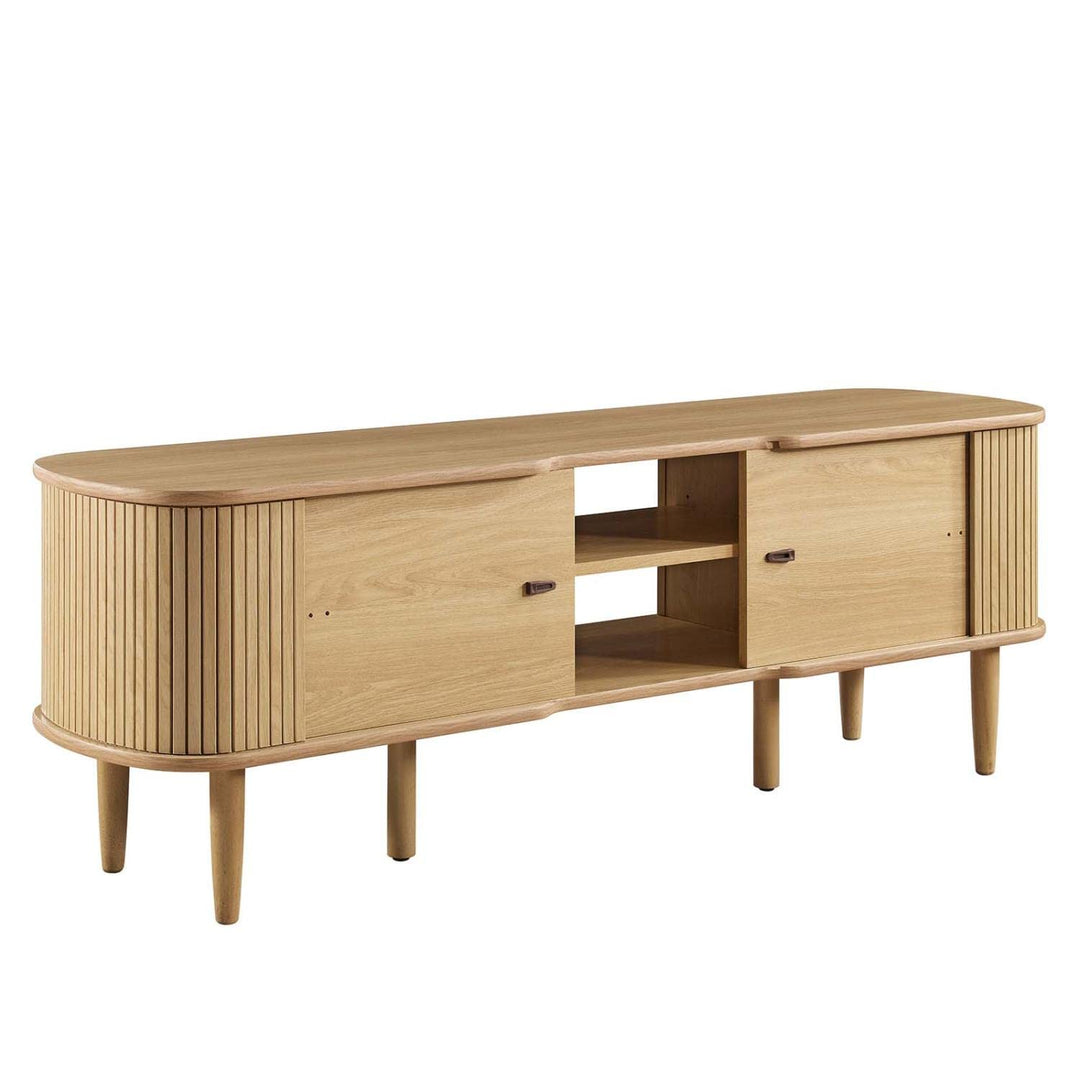 Modway Contour Mid-Century Modern 55" Media TV Stand in Oak 15 x 54.5 x 18.5