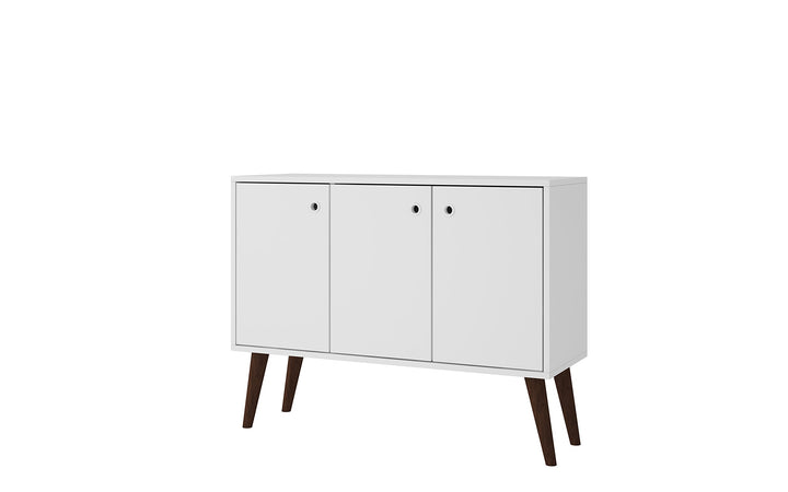 ModHaus Living Mid Century Modern Sideboard TV St with e Shelves 2 Doors White - N/A