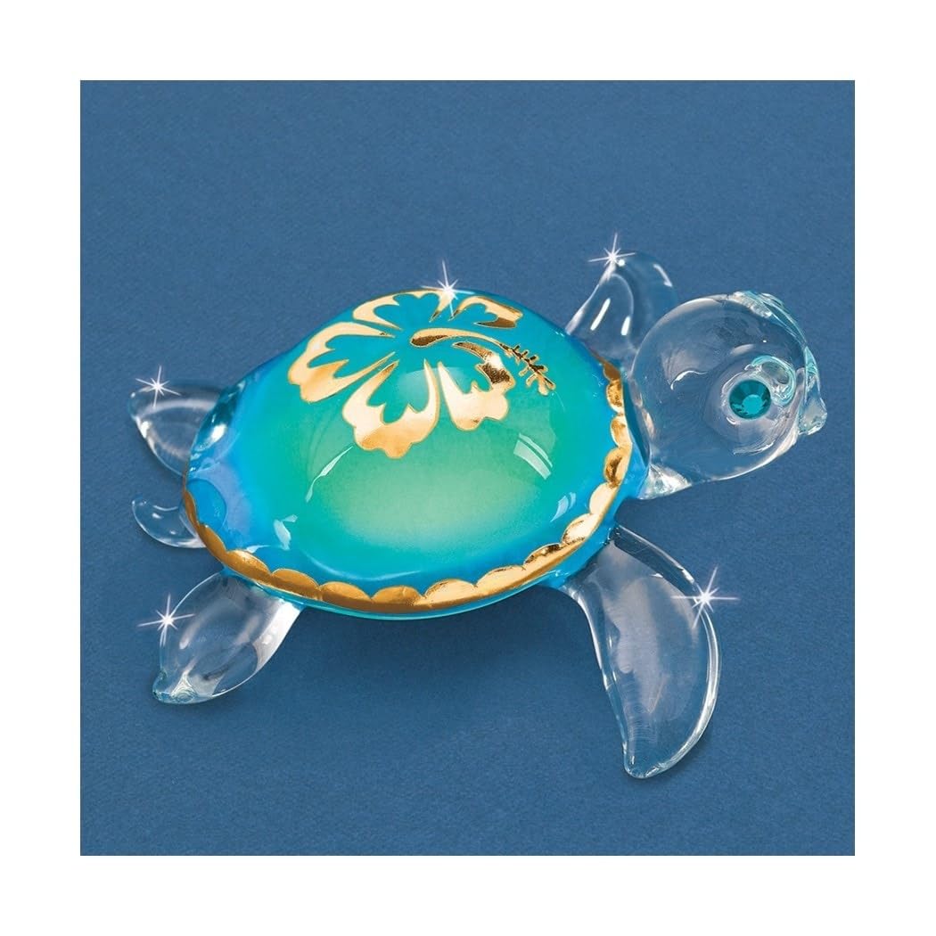 Aloha Sea Turtle Handcrafted Glass Figurine Clear - Diamond Home USA