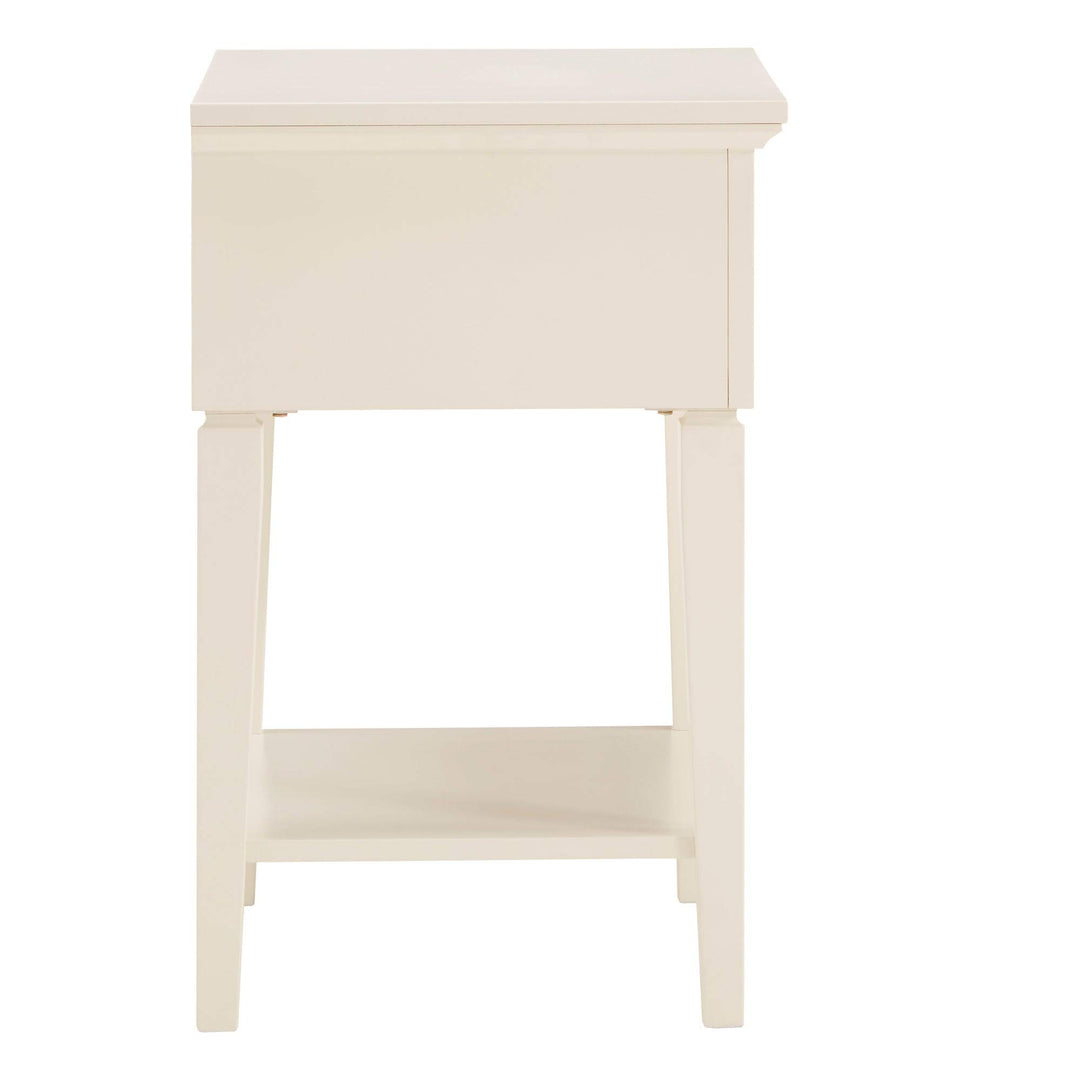 White Finish Beige Linen Drawer Face 1-Drawer Nightstand Americana raditional