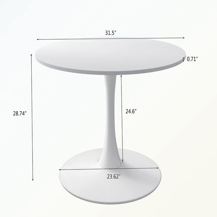 Round Dining Table Metal Base White Modern Contemporary Rectangular