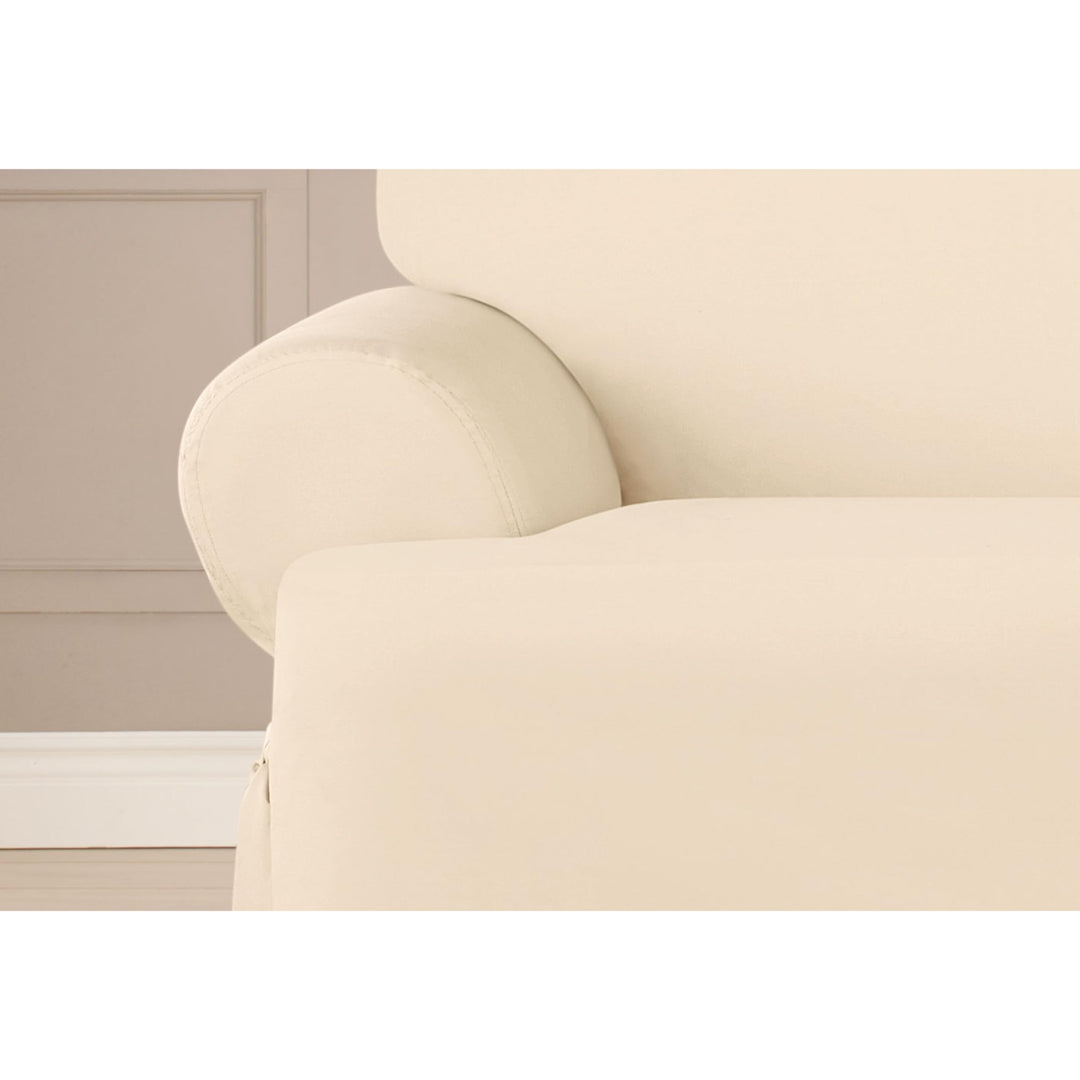 SureFit Cotton Duck Canvas T Cushion Loveseat Slipcovers Loveseat Cover Cotton Natural