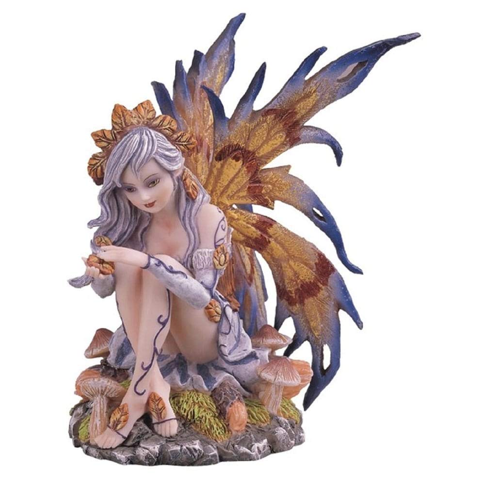 6 inch h Yellow and Blue Winged Autumn Fairy Statue Fantasy Decoration