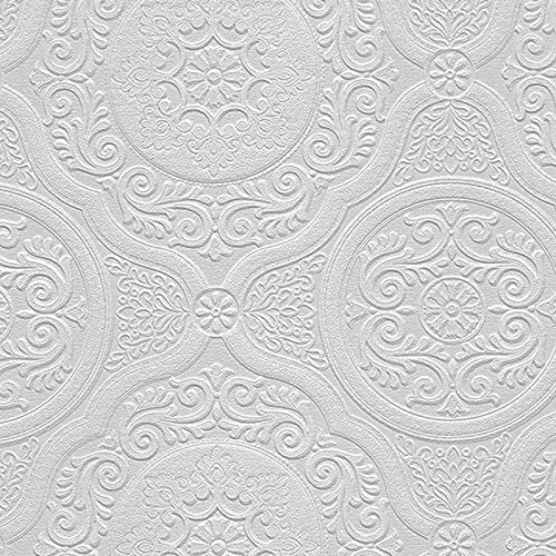 Norwall NW48932 Carter Series Vinyl Textured Paintable Floral Scroll Boarded