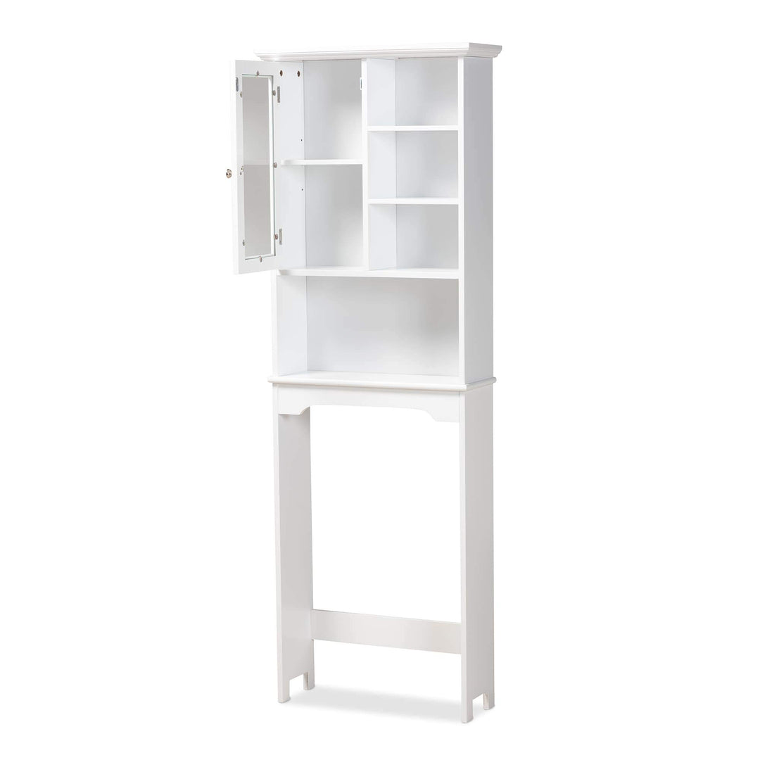 White Finished Wood Over The Toilet Bathroom Storage Cabinet Modern Contemporary