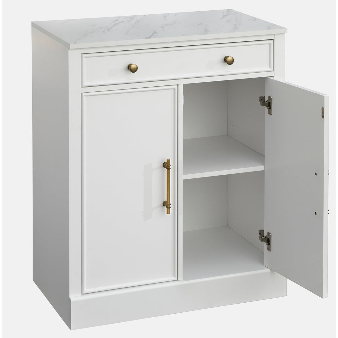 1-drawer/2-door Cabinet White Farmhouse Rectangular MDF Drawers Includes - Diamond Home USA