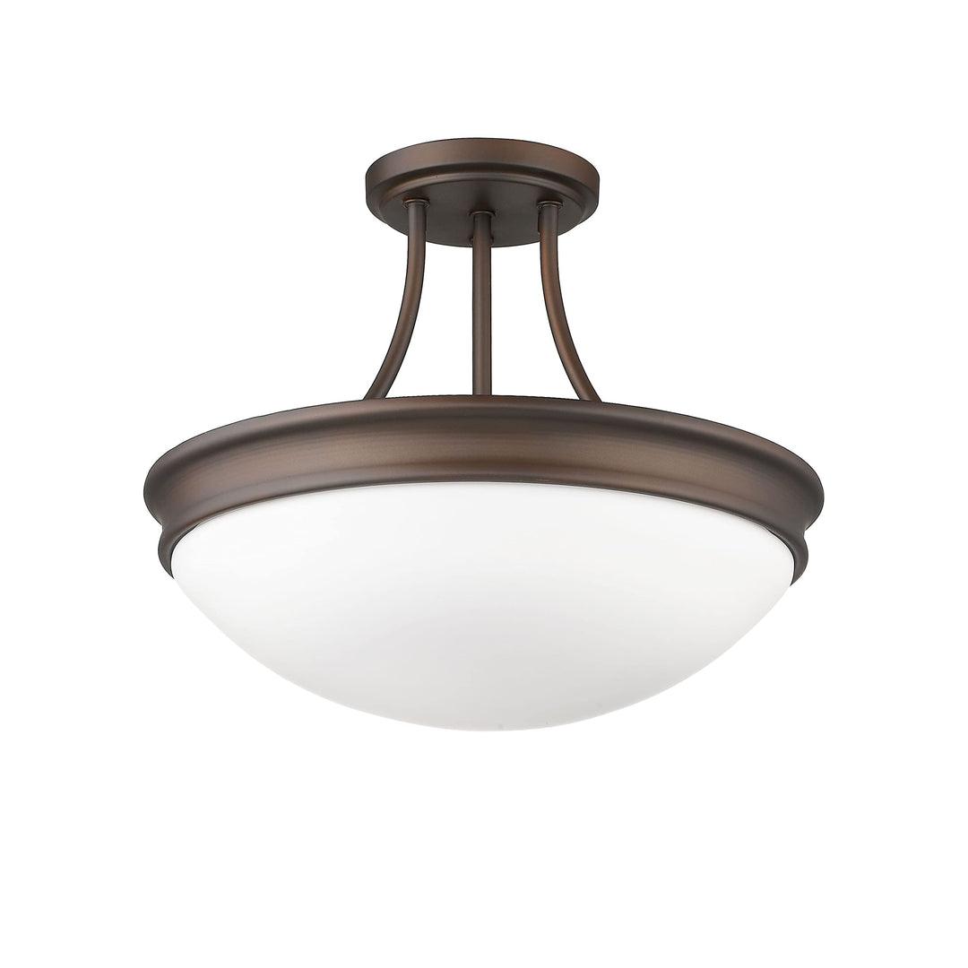 Oil Rubbed Bronze Transitional 3-Light Semi Flush Ceiling Light Brown Metal