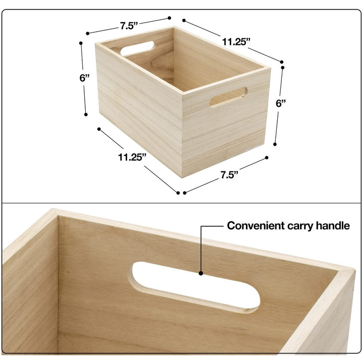 Unfinished Wood Crates Organizer Bins Wooden Box Cabinet Containers Brown Wood